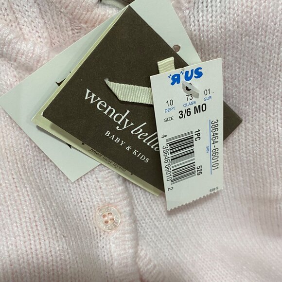 Wendy Bellissimo Baby Girls Pink Knit Cardigan Pants Set 3/6 Mo Cotton Blend NWT - Picture 5 of 10
